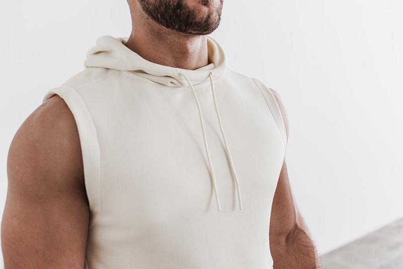 Men's Nobull Sleeveless Hoodie White | SG W2509N